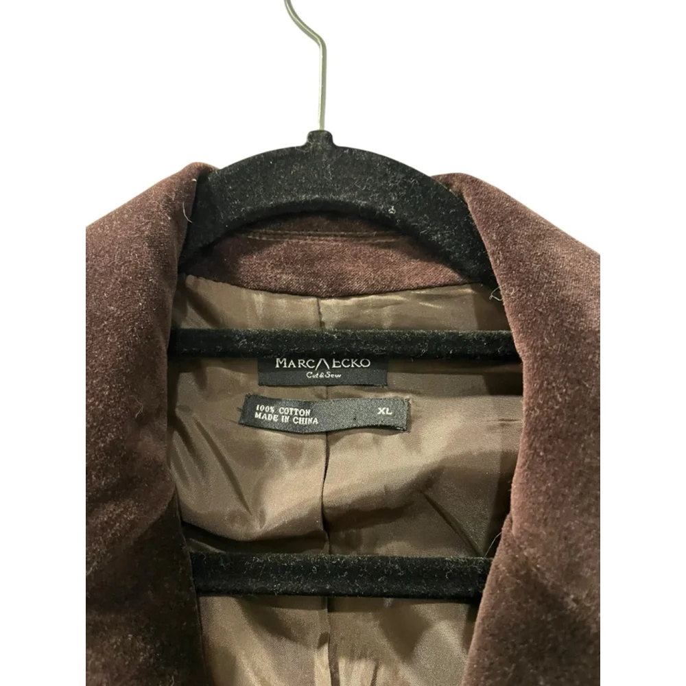 Vintage Marc Ecko Velvet Cut & Sew Chocolate Brown Blazer Size XL Men's Piping